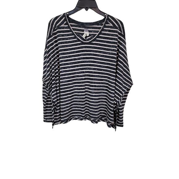 Free People Size X-Small Oversized Striped Top Blouse We The Free Black - Picture 1 of 4